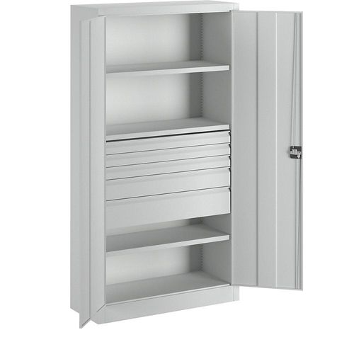 4055479003195 - Schwerlastschrank Höhe 1950 mm 3 Fachböden 5 Schubladen grau Pavoy 4055479003195 - Schwerlastschrank Höhe 1950 mm 3 Fachböden 5 Schubladen grau Pavoy