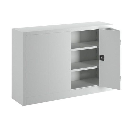 4055479003416 - - Falttürenschrank Vollblechtüren 2 verzinkte Böden BxTxH 1500x400x1000 mm ral 7035