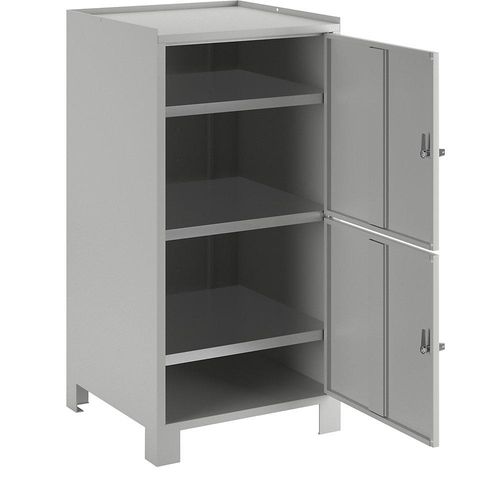 4250618214054 - Werkzeugschrank mit Füßen HxBxT 1000 x 500 x 500 mm 2 verschließbare Fächer mit je 1 Fachboden lichtgrau RAL 7035 Wolf 4250618214054 - Werkzeugschrank mit Füßen HxBxT 1000 x 500 x 500 mm 2 verschließbare Fächer mit je 1 Fachboden lichtgrau RAL 7035 Wolf