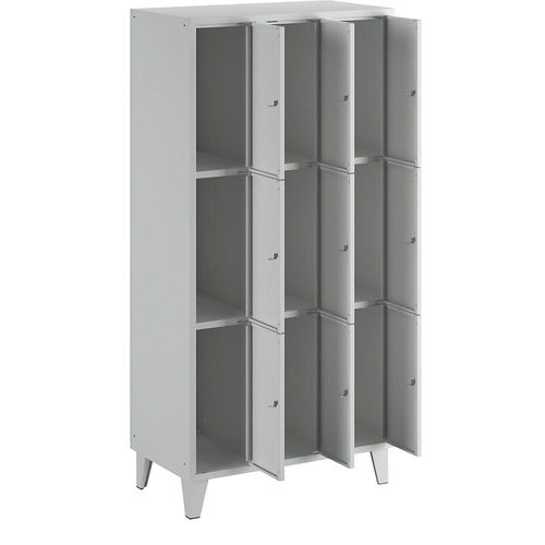 4250618206165 - Wertfachschrank 300 mm 3 Abteile 9 Fächer Sicherheitszylinderschloss Fuß lichtgrau 4250618206165 - Wertfachschrank 300 mm 3 Abteile 9 Fächer Sicherheitszylinderschloss Fuß lichtgrau