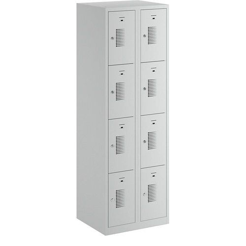 4061753006745 - eurokraft basic AMSTERDAM Schließfachschrank 2 Abteile BxH 600 x 1800 mm 8 Fächer Zylinderschloss lichtgrau 4061753006745 - eurokraft basic AMSTERDAM Schließfachschrank 2 Abteile BxH 600 x 1800 mm 8 Fächer Zylinderschloss lichtgrau