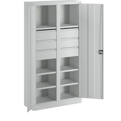 4055479003263 - Schwerlastschrank Höhe 1950 mm 6 Fachböden 6 Schubladen à 175 mm grau Pavoy 4055479003263 - Schwerlastschrank Höhe 1950 mm 6 Fachböden 6 Schubladen à 175 mm grau Pavoy