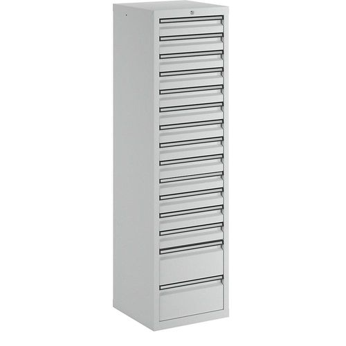4031068113469 - Schubladenschrank HxBxT 1800 x 500 x 500 mm 13 Schubladen 100 mm 2 Schubladen 200 mm hoch Korpus und Schubladen grau 4031068113469 - Schubladenschrank HxBxT 1800 x 500 x 500 mm 13 Schubladen 100 mm 2 Schubladen 200 mm hoch Korpus und Schubladen grau
