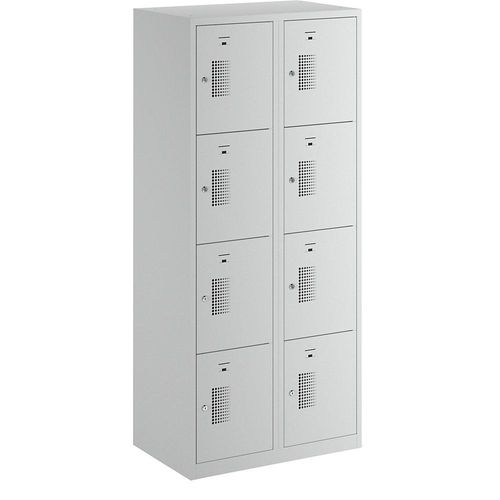 4061753006776 - eurokraft basic AMSTERDAM Schließfachschrank 2 Abteile BxH 800 x 1800 mm 8 Fächer Zylinderschloss lichtgrau 4061753006776 - eurokraft basic AMSTERDAM Schließfachschrank 2 Abteile BxH 800 x 1800 mm 8 Fächer Zylinderschloss lichtgrau