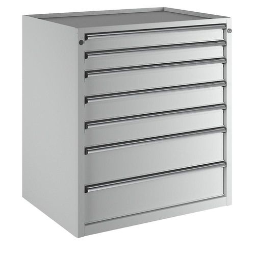4014641091996 - Schubladenschrank BxT 910 x 675 mm Schubladentraglast 100 kg 7 Schubladen Höhe 980 mm Front lichtgrau