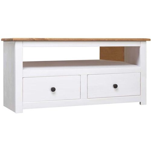 8719883682563 - Bonnevie - TV-Eckschrank Fernsehschrank Weiß 93 x 49 x 49 cm Massivholz Panama-Kiefer vidaXL