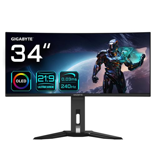 4719331858926 - 34 GIGABYTE MO34WQC2 - 3440x1440 (WQHD) - 240Hz - QD-OLED - 18W USB-C - Curved