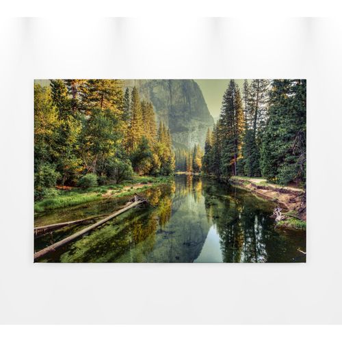 4059432204834 - Leinwandbild AS CRÉATION Mountain River Bilder Gr B H 90 cm x 60 cm Landschaft Querformat 1 St bunt (grün braun) Leinwandbilder Bild Keilrahmen See Landschaft