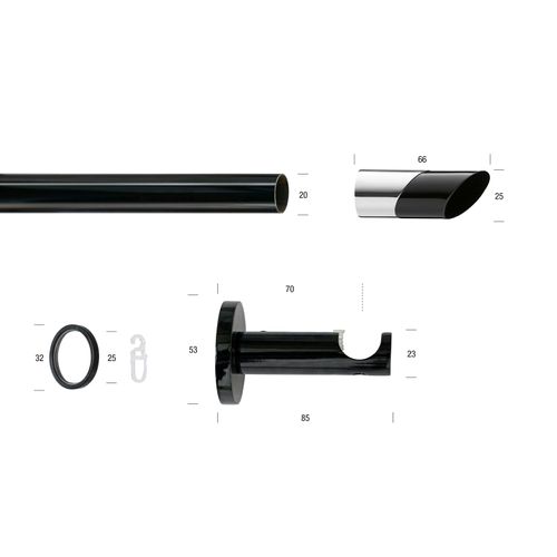 9002777366663 - Gardinenstange GARESA BLACK Gardinenstangen Gr L 440 cm Ø 20 mm 1 St 1 läufig schwarz Gardinenstangen nach Maß Vorhanggarnitur verlängerbar Endknopf abgeschrägt 2-farbig 9002777366663 - Gardinenstange GARESA BLACK Gardinenstangen Gr L 440 cm Ø 20 mm 1 St 1 läufig schwarz Gardinenstangen nach Maß Vorhanggarnitur verlängerbar Endknopf abgeschrägt 2-farbig