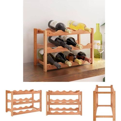 8721032248346 - Prolenta Premium - The Living Store Weinregal für 12 Flaschen Massivholz Nussbaum - Weinregale - Braun