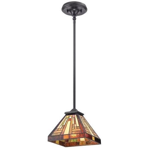 5024005214618 - Elstead - Quoizel qz-stephen-mp Hängeleuchte Stephen 1xE27 100W Tiffany Glas Metall Weinlese-Bronze Ø203cm H254-1168cm dimmbar höhenverstellbar