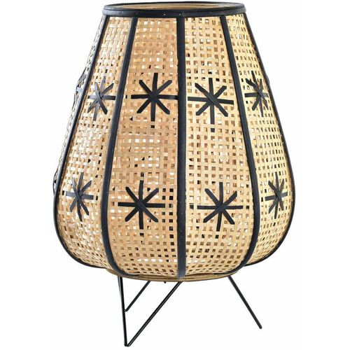 8424001971541 - Nicht Zutreffend - Tischlampe dkd Home Decor Blume Schwarz Metall Braun Rattan 220 v 50 w Tropical (37 x 37 x 47 cm)