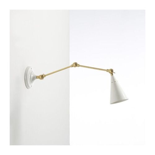 8435763159122 - Fijalo - Wandwandlampe 70x22x28 Weißes Metall   Bronze -Beleuchtung   Wandleuchte für alle Stile um zu Hause eine Note zu verleihen