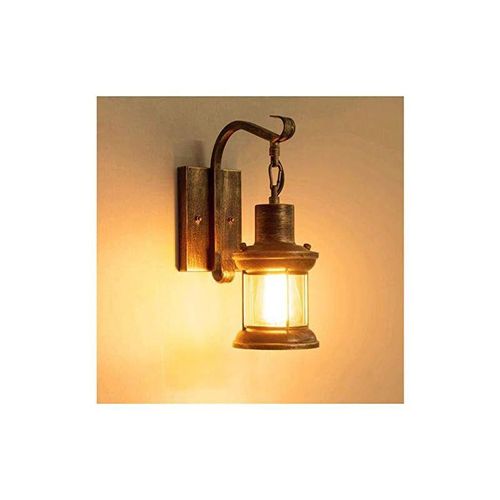 0756804794101 - Wandlampe Antik Wandleuchte Vintage Metall Wandlampe Retro Glas Wandlampe Innen für Lanhaus Dachboden Terrasse Restaurant Café Wohnzimmer und