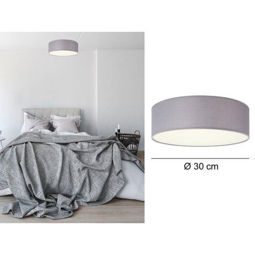 8711387098666 - Smartwares - Runde Deckenleuchte Stoff grau Abdeckung satiniert ø 30 cm ceiling dream