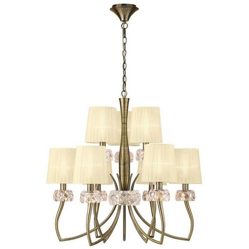 8435153247309 - Inspired Lighting - Inspired Mantra - Loewe - 2-stufiger Deckenanhänger 6 + 3 Light E14 Antikmessing mit Cremetönen