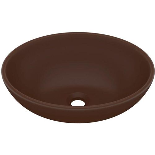 8720286036341 - Bonnevie - Luxuriöses Ovales WaschbeckenHandwaschbecken Matt Dunkelbraun 40x33 cm Keramik vidaXL