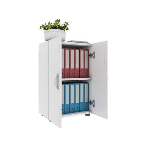 4051814420412 - Aktenschrank Ulas 2 Ordnerhöhen 1 Fachboden für ca 14 Ordner Flügeltüren B 490 x T 340 x H 740 mm Holz weiß 4051814420412 - Aktenschrank Ulas 2 Ordnerhöhen 1 Fachboden für ca 14 Ordner Flügeltüren B 490 x T 340 x H 740 mm Holz weiß