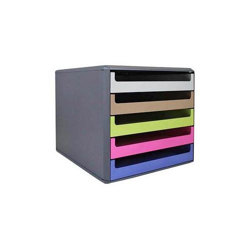 4009793845375 - Schubladenbox  hellgrau karamell hellgrün pink blau 30057674BE DIN A4 mit 5 Schubladen 4009793845375 M&M