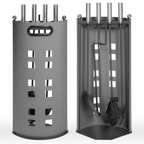 4260182874622 - tectake® Kaminbesteck 5-teilig Schürhaken Zange Besen Schaufel und Halter mit Edelstahlgriffen 23 x 145 x 58 cm 4260182874622 - tectake® Kaminbesteck 5-teilig Schürhaken Zange Besen Schaufel und Halter mit Edelstahlgriffen 23 x 145 x 58 cm