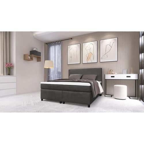 4262354976301 - Küchen Preisbombe - Boxspringbett Paxos Cordstoff Graphite 140x200 Hotelbett Bonellfederkern Bett 4262354976301 - Küchen Preisbombe - Boxspringbett Paxos Cordstoff Graphite 140x200 Hotelbett Bonellfederkern Bett