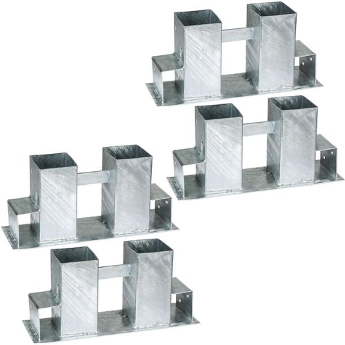 4260517460346 - tectake® 4er-Set Holzstapelhilfe aus feuerverzinktem Stahl senkrecht 70 x 70 mm waagerecht 40 x 60 mm für Innen und Außen