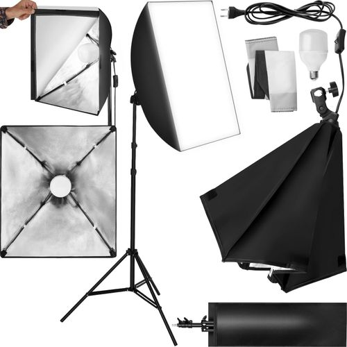 4260182875605 - tectake® Studioleuchte mit Softbox und ausziehbarem Stativ 6500K Dauerlicht geringes Gewicht inklusive Tragetasche