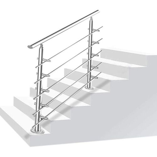 0748899713921 - Wolketon - vingo Edelstahl Handlauf Geländer Bausatz mit ohne Querstreben für Treppengeländer innen & außen Balkon (120cm 5 Querstreben)