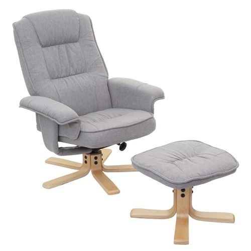 4057651416625 - Relaxsessel H56 Fernsehsessel TV-Sessel mit Hocker Stoff Textil MVG-zertifiziert ~ hellgrau