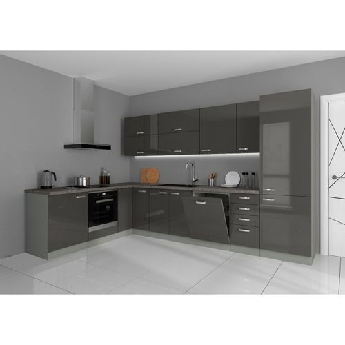 4260304595923 - Küche Bianca Ecke II 210x330 cm Küchenzeile in Hochglanz Grau Küchenblock Grey 4260304595923 - Küche Bianca Ecke II 210x330 cm Küchenzeile in Hochglanz Grau Küchenblock Grey