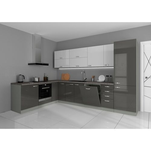 4260304595947 - Küche Bianca Ecke IV 210x330 Küchenzeile Hochglanz Grau Weiss Küchenblock Grey 4260304595947 - Küche Bianca Ecke IV 210x330 Küchenzeile Hochglanz Grau Weiss Küchenblock Grey