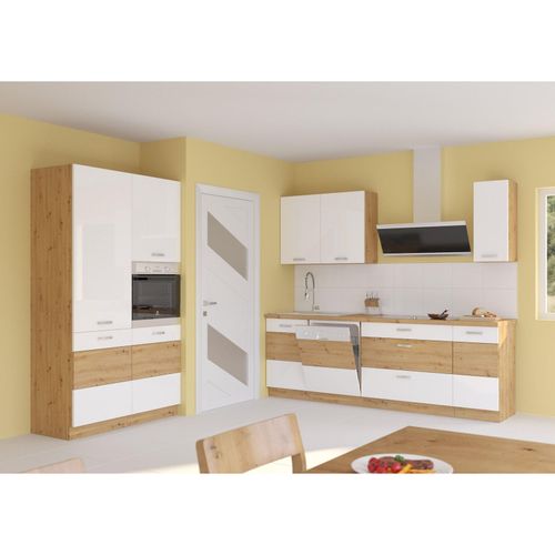 4260304597835 - Küche Eiche Artisan Weiß 230 + 120 Küchenzeile Hochglanz Küchenblock Einbauküche 4260304597835 - Küche Eiche Artisan Weiß 230 + 120 Küchenzeile Hochglanz Küchenblock Einbauküche
