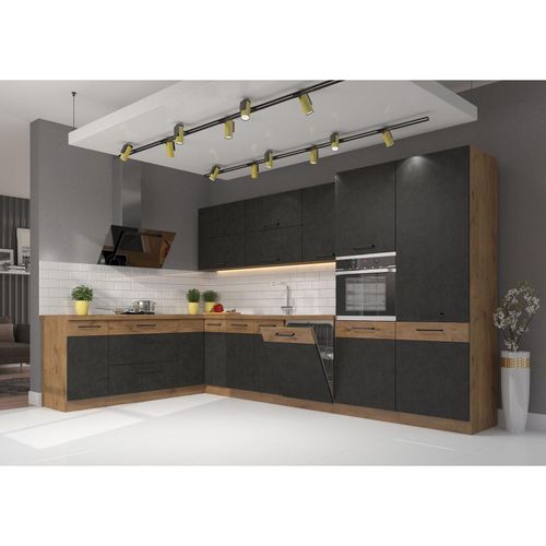 4260304599945 - Eckküche VIGO Matera Grau Lancelot 210x350 Küchenzeile Küchenblock Einbauküche 4260304599945 - Eckküche VIGO Matera Grau Lancelot 210x350 Küchenzeile Küchenblock Einbauküche
