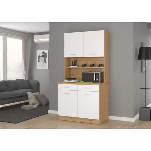 4260304598252 - Buffet Küche Mario 100cm Küchenzeile Küchenblock Einbauküche Weiss Eiche Artisan 4260304598252 - Buffet Küche Mario 100cm Küchenzeile Küchenblock Einbauküche Weiss Eiche Artisan