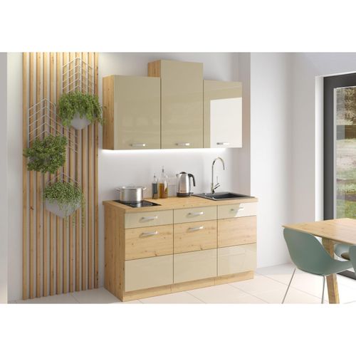 4260304598696 - Küche Eiche Artisan Cappuccino 150 Küchenzeile Hochglanz Küchenblock Singleküche 4260304598696 - Küche Eiche Artisan Cappuccino 150 Küchenzeile Hochglanz Küchenblock Singleküche