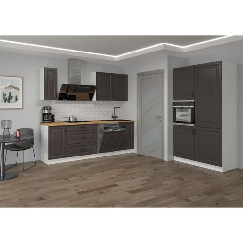 4262354976912 - Landhaus Küche Stilo Grau 230 + 120 cm Küchenzeile Küchenblock Einbauküche