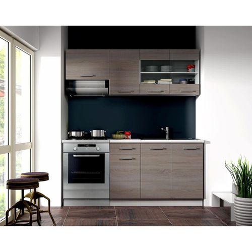 4260304599990 - Küche Dave Mini 180 cm Küchenzeile Küchenblock Singleküche Eiche Sonoma Trüffel 4260304599990 - Küche Dave Mini 180 cm Küchenzeile Küchenblock Singleküche Eiche Sonoma Trüffel