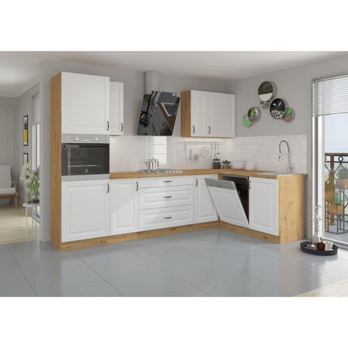 4260304598245 - Küche Stilo Weiß + Eiche Artisan Küchenzeile Küchenblock Einbauküche Winkelküche 4260304598245 - Küche Stilo Weiß + Eiche Artisan Küchenzeile Küchenblock Einbauküche Winkelküche