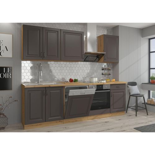 4262354970330 - Küche Stilo Grau + Eiche Artisan 250 cm Küchenzeile Küchenblock Einbauküche 4262354970330 - Küche Stilo Grau + Eiche Artisan 250 cm Küchenzeile Küchenblock Einbauküche