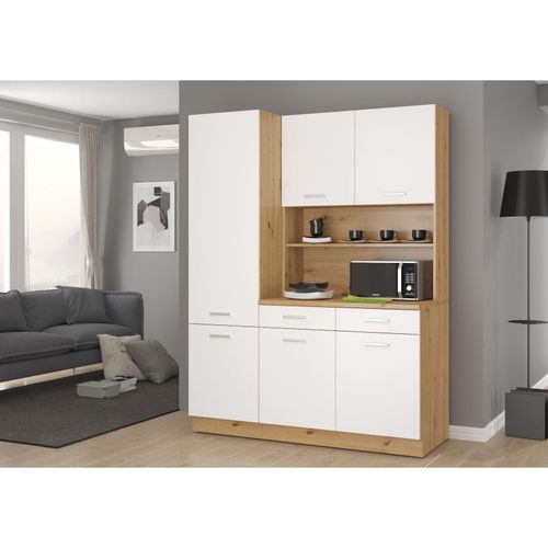 4260304598269 - Buffet Küche Mario 150cm Küchenzeile Küchenblock Einbauküche Weiss Eiche Artisan 4260304598269 - Buffet Küche Mario 150cm Küchenzeile Küchenblock Einbauküche Weiss Eiche Artisan