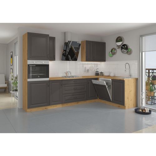 4262354970361 - Küche Stilo Grau + Eiche Artisan Küchenzeile Küchenblock Einbauküche Winkelküche 4262354970361 - Küche Stilo Grau + Eiche Artisan Küchenzeile Küchenblock Einbauküche Winkelküche