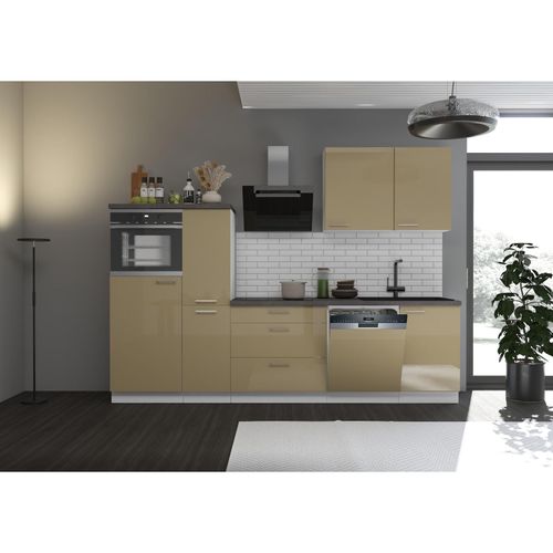 4262354974512 - Lara Cappuccino + Weiß 280cm Küche Einbauküche Küchenblock Singleküche 4262354974512 - Lara Cappuccino + Weiß 280cm Küche Einbauküche Küchenblock Singleküche