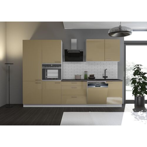 4262354974482 - Lara Cappuccino + Weiß 310cm Küche Einbauküche Küchenblock Singleküche 4262354974482 - Lara Cappuccino + Weiß 310cm Küche Einbauküche Küchenblock Singleküche