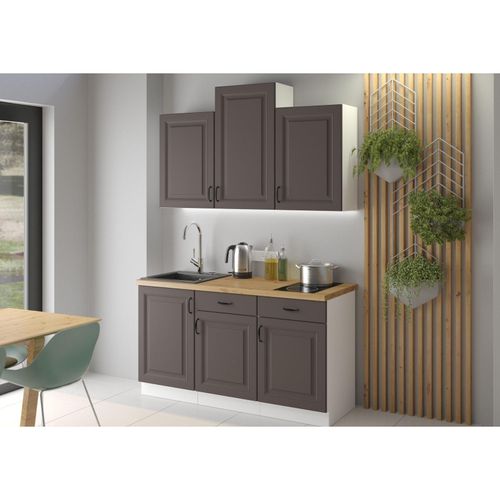 4262354976929 - Landhaus Küche Stilo Grau 150 cm Küchenzeile Küchenblock Einbauküche Singleküche