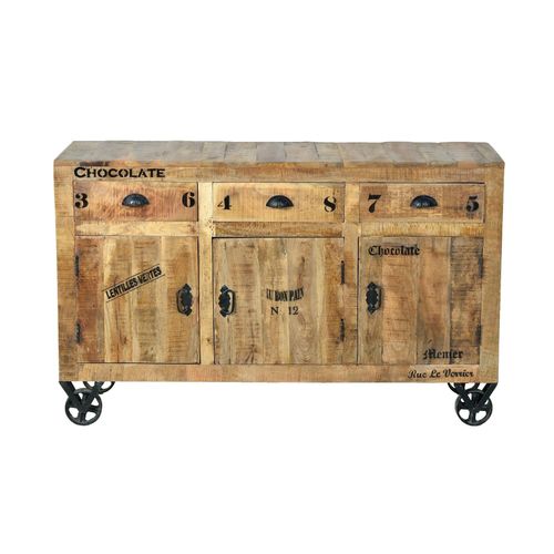 4059865162541 - Sideboard Rustic Mangoholz Kommode Wohnzimmer Esszimmer Schubladen Schrank