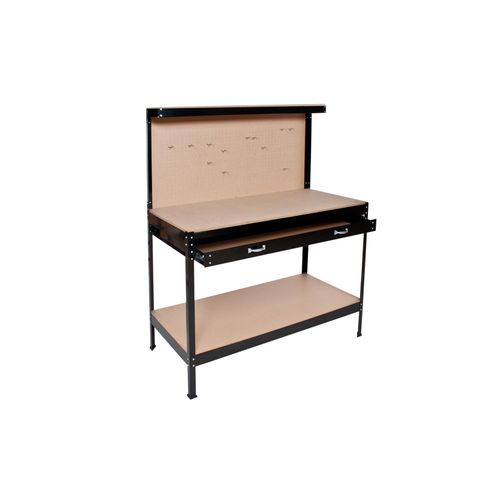 4260182876879 - tectake® Werkbank mit Lochwand 12 Haken 120 x 60 x 156 cm Kunststoffkappen an den Füßen