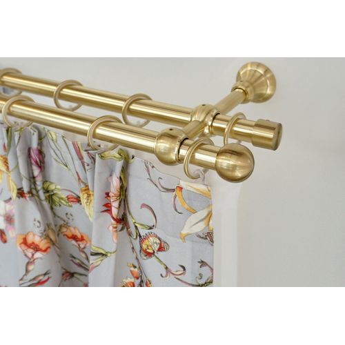 9002777168304 - Gardinenstange GARESA ANDREA Gardinenstangen Gr L 390 cm Ø 20 mm 1 St 2 läufig goldfarben (mattmessingfarben) Kinder Gardinenstangen für Vorhanggarnitur einfache Montage verlängerbar Endknopf Kugel lang