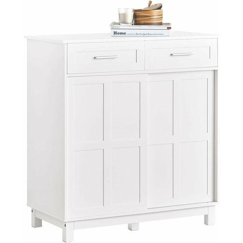 4251388626214 - Sobuy - FSB84-W Schuhschrank Buffet Küchenschrank Sideboard mit Schiebetüren Schrank Aufbewahrungsschrank Kommode Weiß bht ca 80x85x40cm