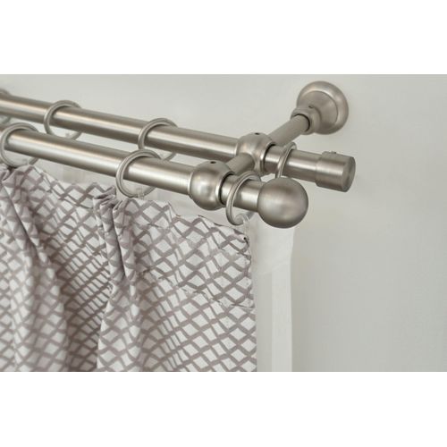 9002777167635 - Gardinenstange GARESA ANDREA Gardinenstangen Gr L 110 cm Ø 20 mm 1 St 2 läufig silberfarben (mattnickelfarben) Gardinenstangen nach Maß Vorhanggarnitur einfache Montage verlängerbar Endknopf Kugel kurz