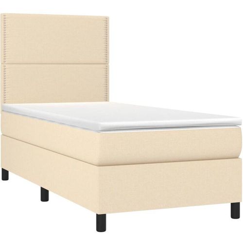 8720287382782 - Vidaxl - Boxspringbett mit Matratze & led Creme 80x200 cm Stoff Creme